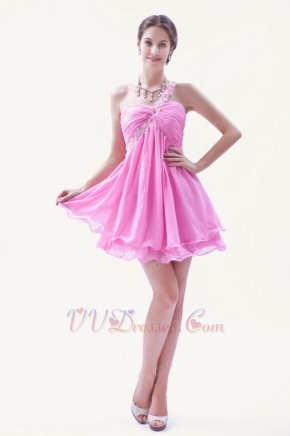 Cute One Shoulder Pink Mini Skirt Sweet 16 Dresses For Sale