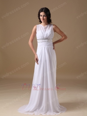 Scoop White Chiffon 2014 Top Designer Prom Dress Elegant