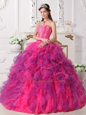 Sweetheart Embroidered Ruffled Skirt Military Ball Dress