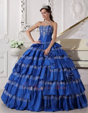 Beautiful Royal Blue Top Designer For Quinceanera Dress With Embroidery