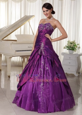 Taffeta and Organza Dark Purple Sweetheart Quinceanera Gowns Like Princess