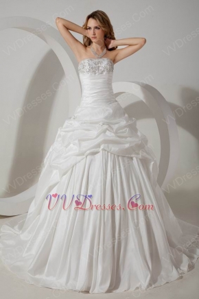 Casual Embroidery Ball Gown Cathedral Taffeta Bridal Wedding Gowns