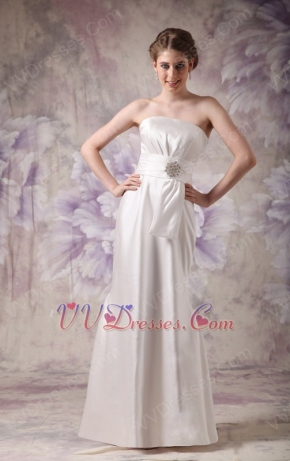 White Strapless Floor-length Dress For Bridesmaid Wear 2014