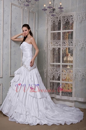 Luxurious Sweetheart Cascade Taffeta Skirt Wedding Dress Low Price