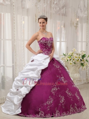 Purple and White Floor Length Ball Dress For Military Party Wear