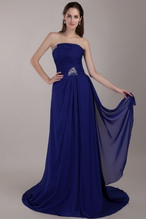 Royal Blue Strapless Court Train Prom Dress For Cheap