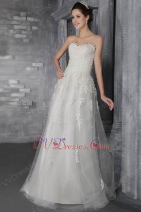 Empire Sweetheart Appliqued Tulle Lace Wedding Dress