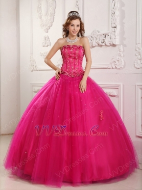 Bordure Strapless Winter Quinceanera Party Thick Dress In Fuchsia