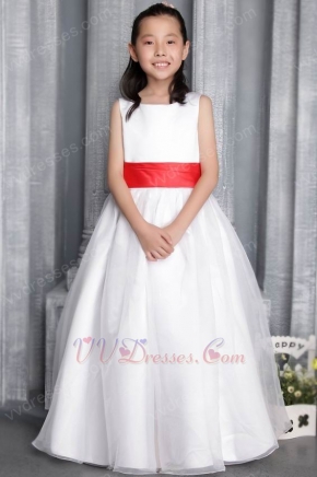 Scoop Neckline Floor-length Flower Girl Dress With Belt