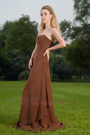 Not expensive Brown Strapless Long A Bridal Bridesmaid Dress