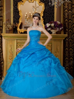 Strapless Azure Embroidered Quinceanera Gown On Internet