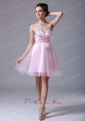 Pink Tulle Sweetheart Petite Cocktail Dress Springtime Wear