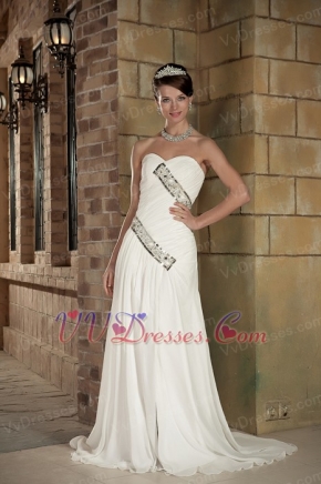 Column Sweetheart Court Train Chiffon Cache Prom Dress Designer Inexpensive