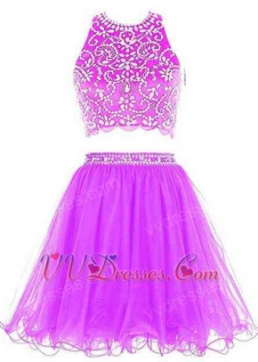 Curly Tulle Hemline Two-Pieces Amazon Hot Sell Short Prom Dress
