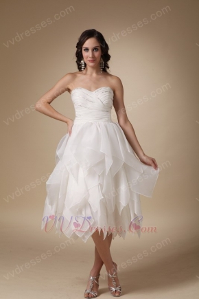 Unique Tea-length Cascade Skirt White Homecoming Dress