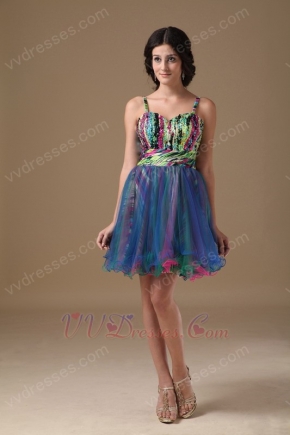 Contrast Color Sweet 16 Party Dress With Straps Skirt