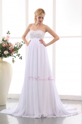 Cheap Beading White Top Designer Maternity Bridal Dress