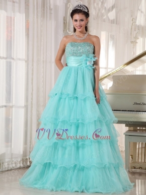 Minnesota Aqua Blue Layers Empire Skirt Prom Dress Cute