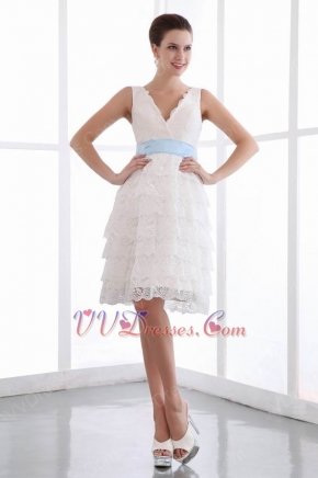 Layers Lace Skirt Homecoming Dress With Baby Blue Belt