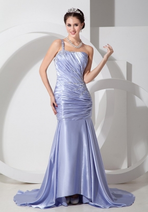 One Shoulder Mermaid Silhouette La Prom Dress Lavender