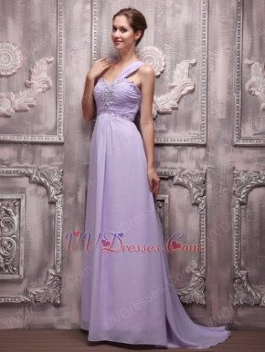 2014 Lavender Chiffon Prom Dress With One Shoulder Skirt