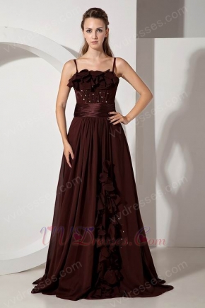 Spaghetti Straps Floor Length Brown Buy Evening Dress Online