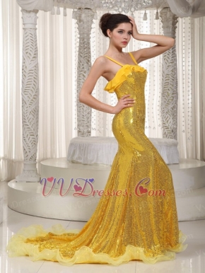 Golden Mermaid Floor Length Sequin Evening And Prom Dresses UK Inexpensive