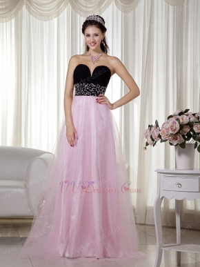 Pink and Black Contrast Celebrity Prom Dresses For Cheap