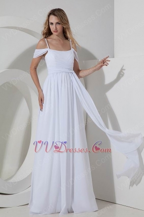 Discount Spaghetti Straps White Long Skirt Prom Dress