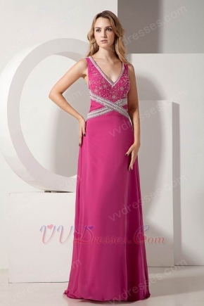 Backless V-neck Embroidery Ruby Evening Gowns