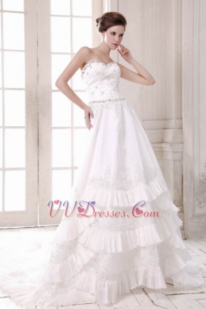 Gorgeous Crystals Appliqued Layers Skirt High Street Wedding Dress