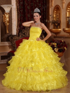 Strapless Where to Buy Winter Bright Yellow Quinceanera Dress