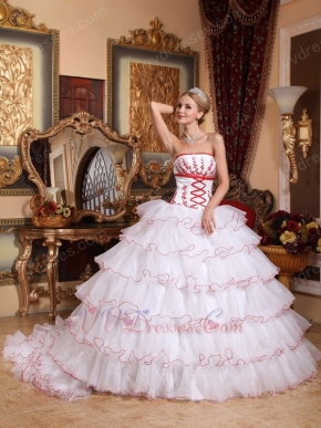 Detachable Train Design Cascade Skirt White Quinceanera Dress