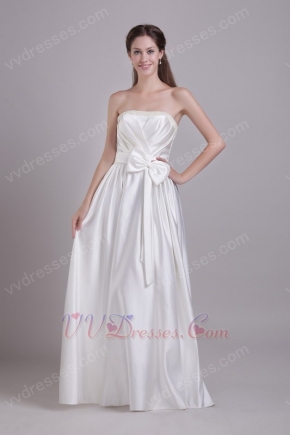 Floor Length White Very Formal Dresses With Bowknot Decorate