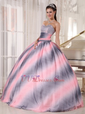 2014 New Stylish Ombre Fading Color Chiffon Quinceanera Dress