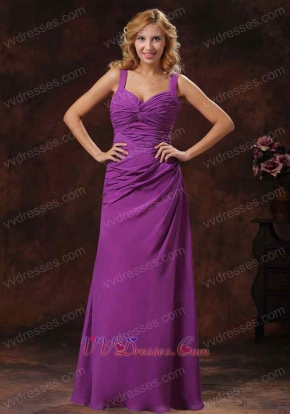 Custom Fit Straps Ruched Bodice Discount Long Prom Dress Purple