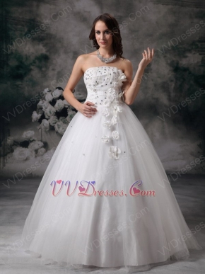 Strapless Floor-length Puffy Tulle Dress To Wedding Bride Wear