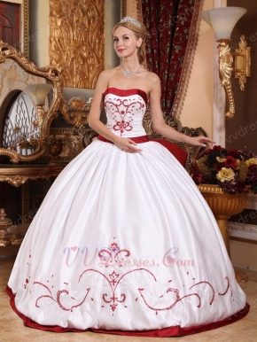 2018 Classical Style White Quinceanera Dress With Wine Red Details