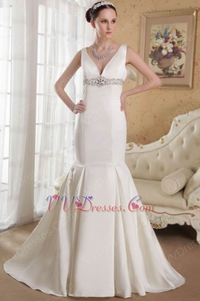 2014 New Arrival V Neckline Wedding Dress With Mermaid Design