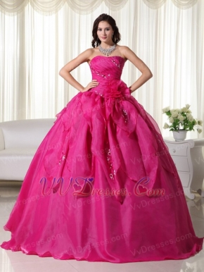 Rose Pink Strapless Quinceanera Dress With Embroidery Like Princess