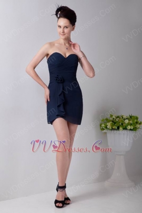 Simple Navy Blue Chiffon Short Bridesmaid Dress Under 100