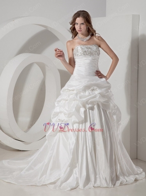 Best Deals Strapless Ivory Taffeta Pick-ups Wedding Dress 2014