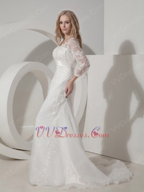 Long Sleeves Formal Church Appliqued Wedding Bridal Outfits