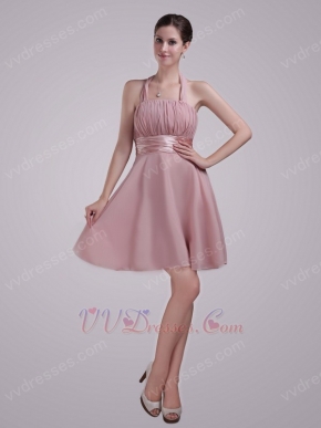 Designer Short Prom Dress Made By Pearl Pink Chiffon Fabric