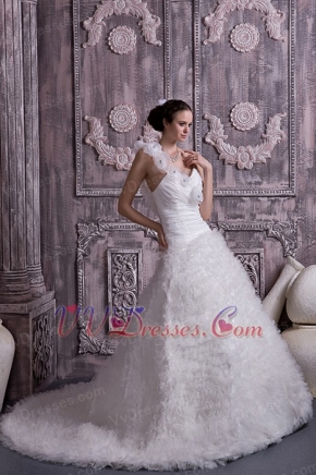 Customize Princess Rosette One Shoulder Straps Bridal Gowns Dress Low Price