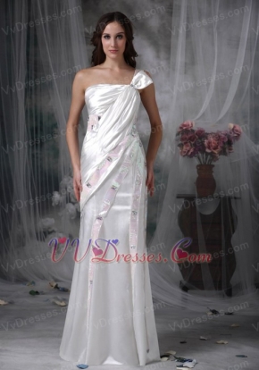 Sequin Decorate Pretty One Shoulder Prom Dress In White Inexpensive