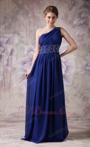 One Shoulder Backless Royal Blue Latest Prom Dress