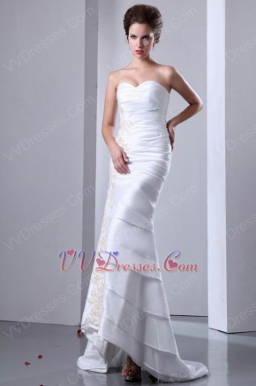 Sweetheart Appliqued Layers Mermaid Outdoor Wedding Dress