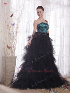 Unique One Shoulder Black Skirt Female Evening Dress