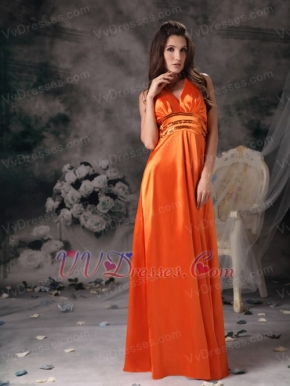 Orange Red Empire Halter Cheap Prom Dress For Junior Inexpensive